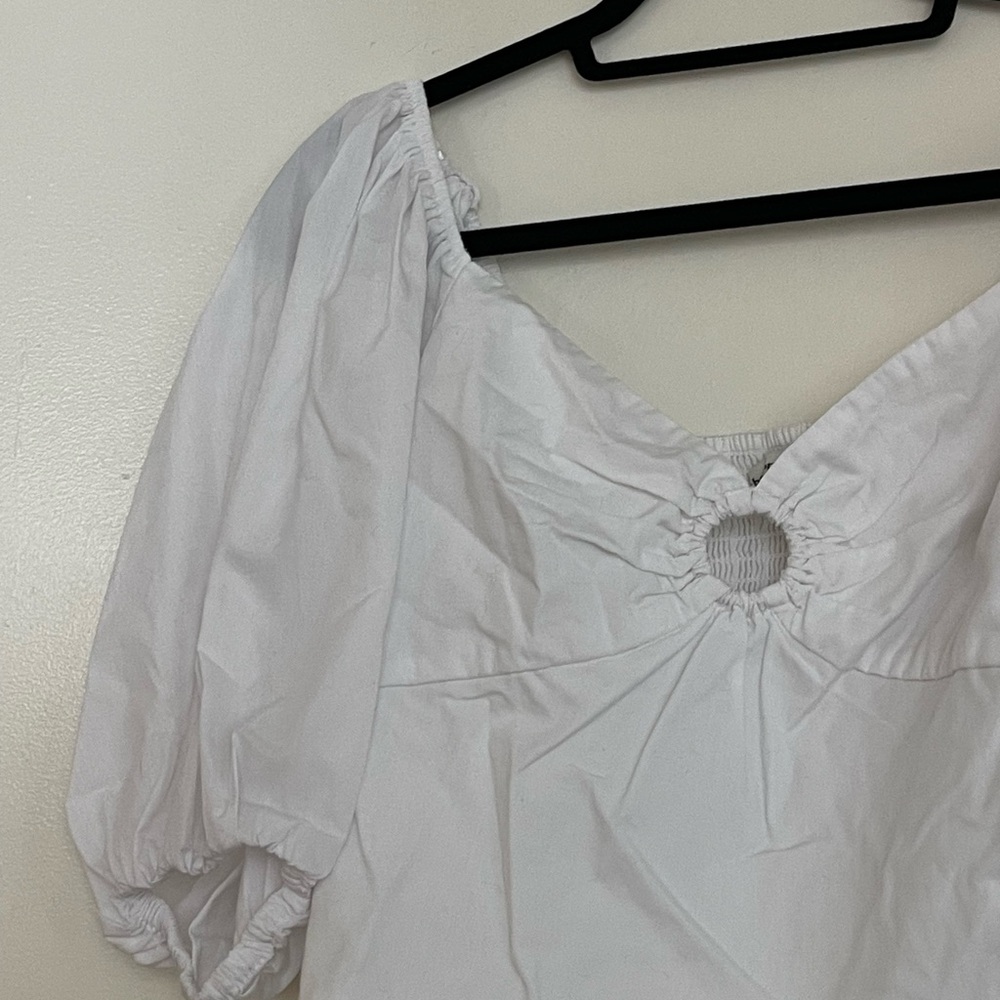 Abercrombie & Fitch White Puff Sleeve Top
